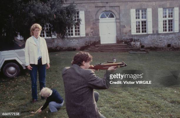 Jean-Charles de Castelbajac, his wife Catherine de Castelbajac and their son at home in October, 1980 in France.