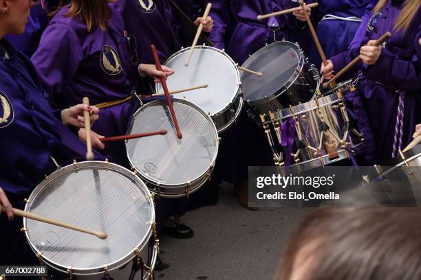 calanda aragon drum route procession easter easter drums spain - aragon stock pictures, royalty-free photos & images
