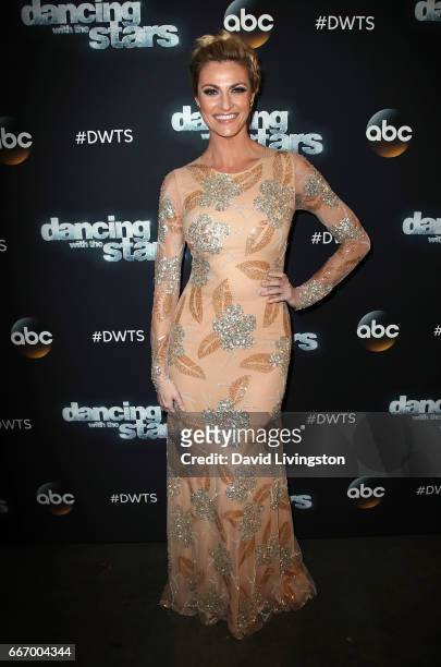 Personality Erin Andrews attends "Dancing with the Stars" Season 24 at CBS Televison City on April 10, 2017 in Los Angeles, California.