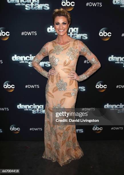 Personality Erin Andrews attends "Dancing with the Stars" Season 24 at CBS Televison City on April 10, 2017 in Los Angeles, California.