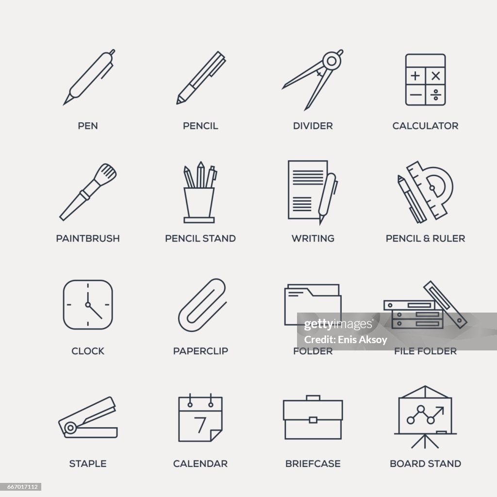 Office Stationery Icon Set - Line Series