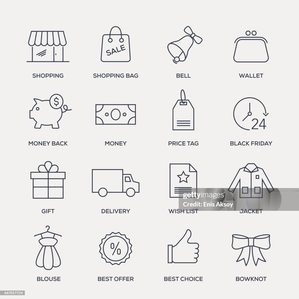 Shopping and Buying Icon Set - Line Series