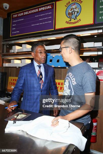 Giancarlo Esposito opens the Los Pollos Hermanos pop up restaurant on April 11, 2017 in Sydney, Australia. The fictional chicken shop featured in the...