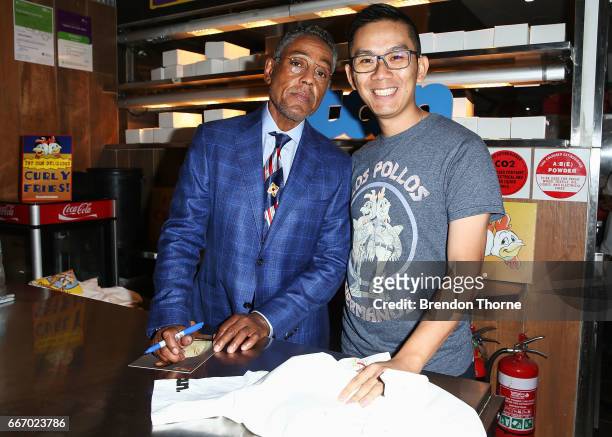 Giancarlo Esposito opens the Los Pollos Hermanos pop up restaurant on April 11, 2017 in Sydney, Australia. The fictional chicken shop featured in the...
