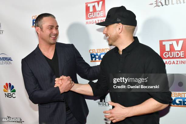 Taylor Kinney and Billy Dec attend TV Guide Celebrates Cover Stars Taylor Kinney & Jesse Spencer at RockIt Ranch on April 10, 2017 in Chicago,...