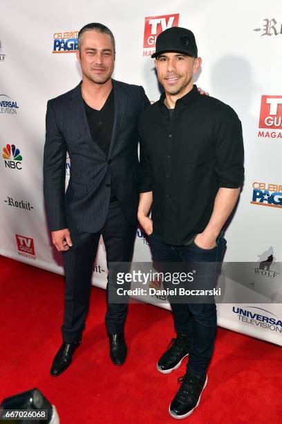 Taylor Kinney and Billy Dec attend TV Guide Celebrates Cover Stars Taylor Kinney & Jesse Spencer at RockIt Ranch on April 10, 2017 in Chicago,...