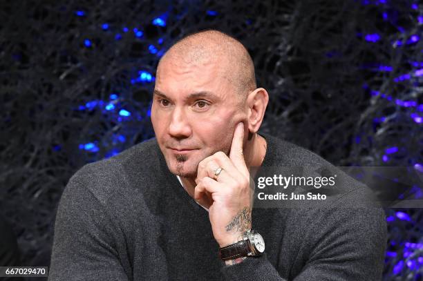 Actor Dave Bautista attends the 'Guardians of the Galaxy Vol.2' press conference at the Ritz-Carlton on April 11, 2017 in Tokyo, Japan.