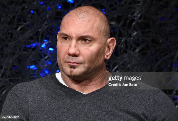 Actor Dave Bautista attends the 'Guardians of the Galaxy Vol.2' press conference at the Ritz-Carlton on April 11, 2017 in Tokyo, Japan.