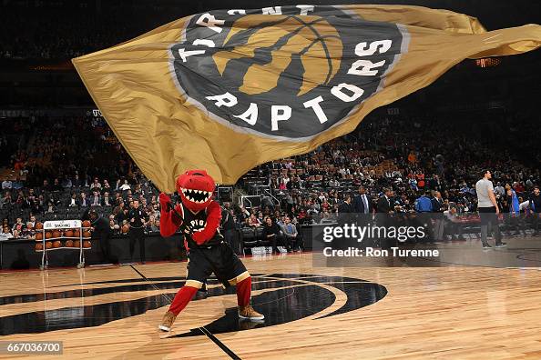 Riverside Raptors Rvc Mascot The Toronto Raptors mascot waves the team flag before the game... News ...