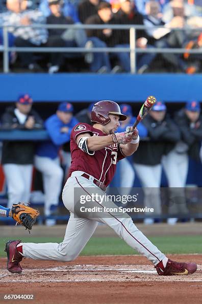 Cal Raleugh Fsu Cal Raleigh of the Seminoles at bat during the college baseball game ...