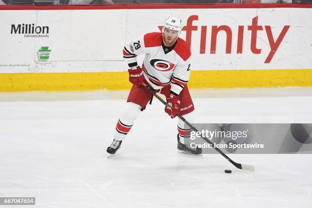 Carolina Hurricanes Left Wing Bryan Bickell looks to pass during a National Hockey League game between the Carolina Hurricanes and the Philadelphia...