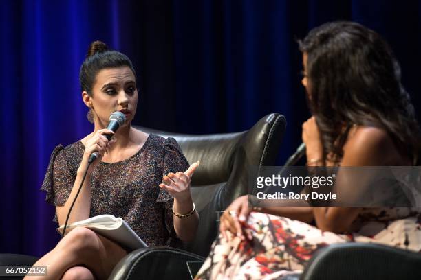 Kyndle McMahan leads a panel with Mickey Guyton at GRAMMY Museum Mississippi on April 10, 2017 in Cleveland, Mississippi.