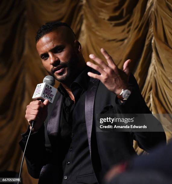 Actor Ricky Whittle attends the Film Independent at LACMA special screening and Q&A of "American Gods" at the Bing Theatre at LACMA on April 10, 2017...