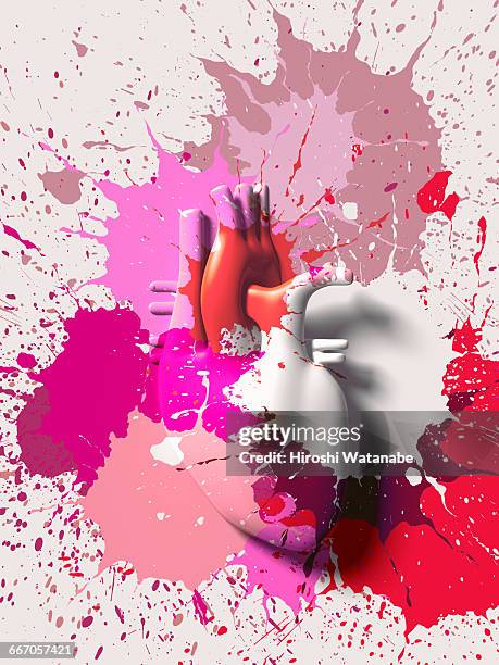 paint splattered heart - colorsurgetrend imagens e fotografias de stock