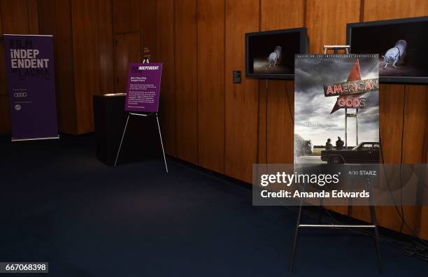 General view of atmosphere at the Film Independent at LACMA special screening and Q&A of "American Gods" at the Bing Theatre at LACMA on April 10,...