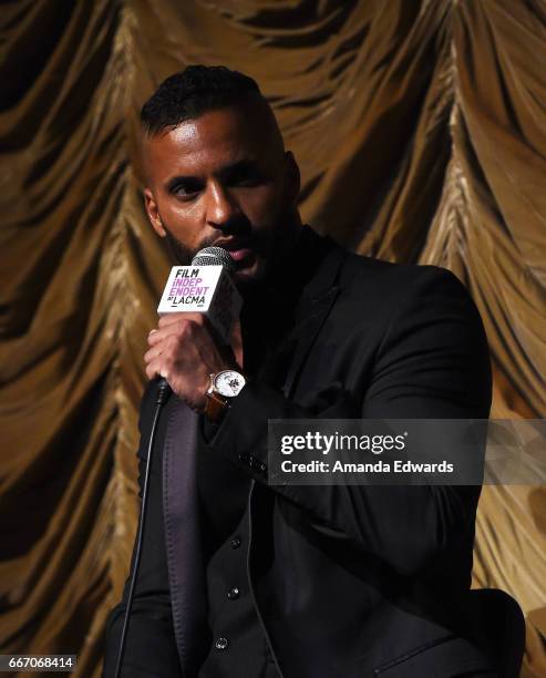 Actor Ricky Whittle attends the Film Independent at LACMA special screening and Q&A of "American Gods" at the Bing Theatre at LACMA on April 10, 2017...