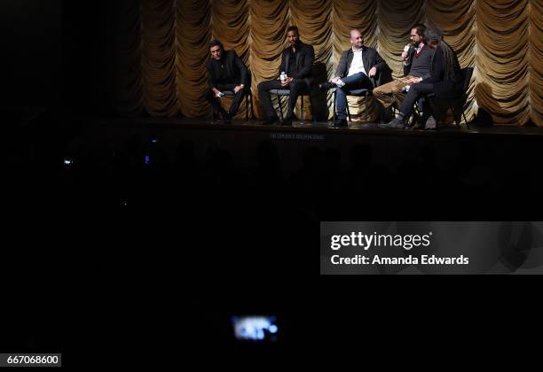 Actors Ian McShane and Ricky Whittle, producers/showrunners Michael Green and Bryan Fuller and Film Independent at LACMA film curator Elvis Mitchell...