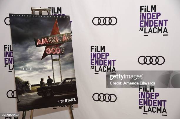 General view of atmosphere at the Film Independent at LACMA special screening and Q&A of "American Gods" at the Bing Theatre at LACMA on April 10,...