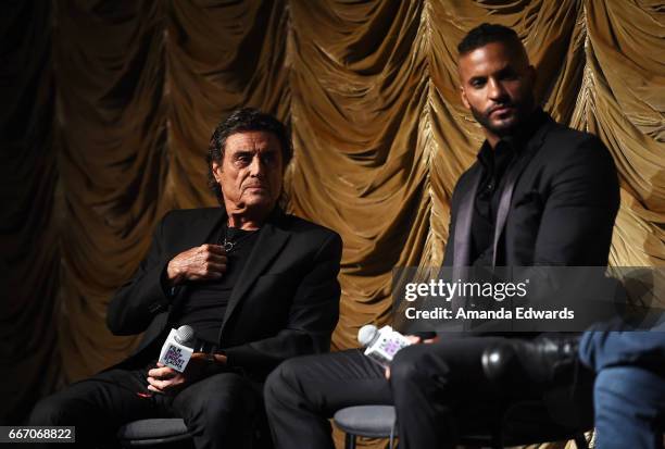 Actors Ian McShane and Ricky Whittle attend the Film Independent at LACMA special screening and Q&A of "American Gods" at the Bing Theatre at LACMA...