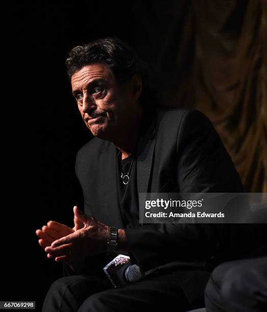 Actor Ian McShane attends the Film Independent at LACMA special screening and Q&A of "American Gods" at the Bing Theatre at LACMA on April 10, 2017...