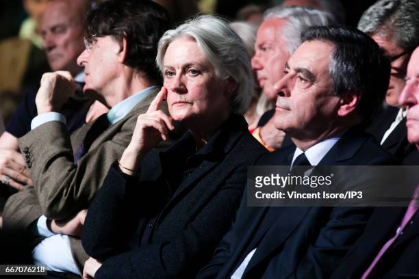 Candidate of Les Republicains right wing Party for the 2017 French Presidential Election Francois Fillon holds a meeting with his wife Penelope at...