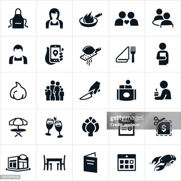 dining and restaurant icons - restaurant icon stock illustrations