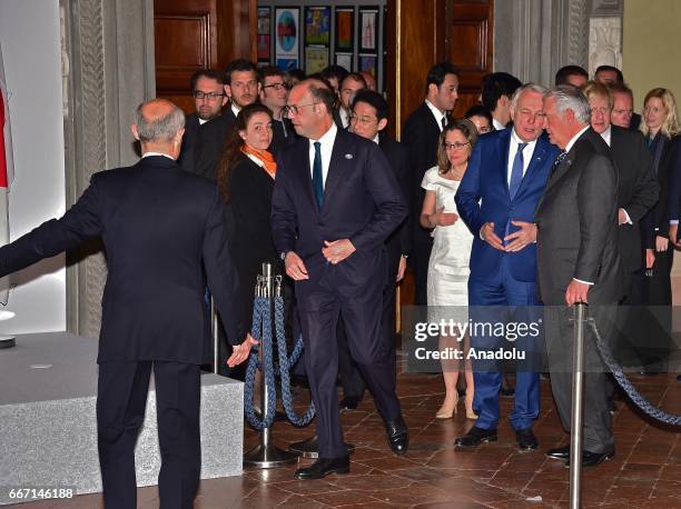 Italian Foreign Minister Angelino Alfano arrives to attend the family photo within the G7 Ministers of Foreign Affairs Meeting in Lucca, Italy on...