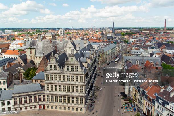 view over ghent (gent) belgium - belgium aerial stockfoto's en -beelden