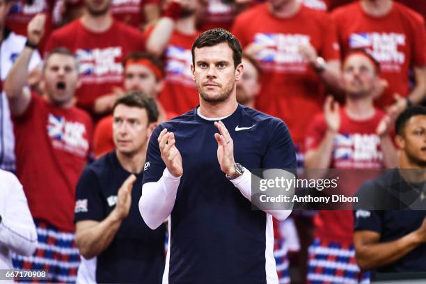 Coach of Great Britain Leon Smith during the Davis Cup match, quarter final, between France and Great Britain on April 8, 2017 at Kindarena in Rouen,...