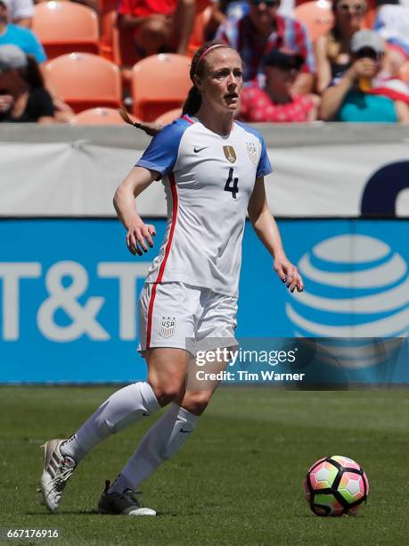 Becky Sauerbrunn of the U.S. Controls the ball in the first half against Russia during the International Friendly soccer match at BBVA Compass...