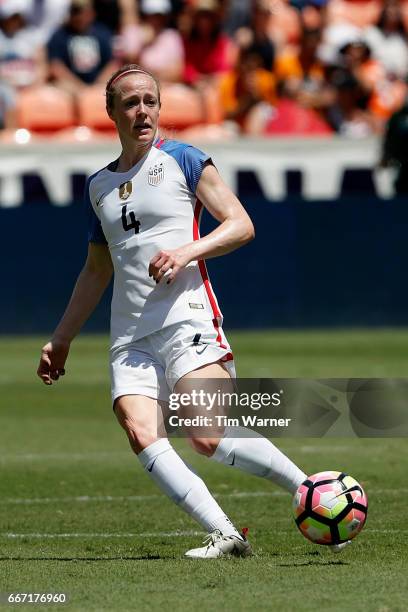Becky Sauerbrunn of U.S. Passes the ball in the first half against the Russia during the International Friendly soccer match Russia at BBVA Compass...