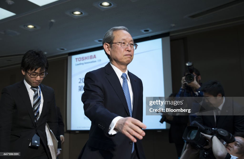 Toshiba Corp. News Conference As The Company Reports Delayed Earnings Results