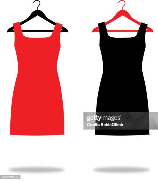 ilustraciones, imágenes clip art, dibujos animados e iconos de stock de vestidos en perchas - dress