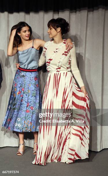 Benedetta Porcaroli and Camilla Filippi attend a photocall for 'Tutto Puo' Succedere' at Rai Via Asiago on April 11, 2017 in Rome, Italy.