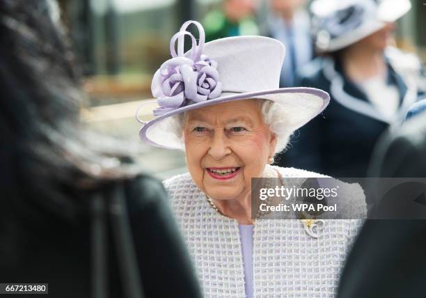 Queen Elizabeth II arrives to open the new Centre for Elephant Care at ZSL Whipsnade Zoo on April 11, 2017 in Dunstable, United Kingdom.