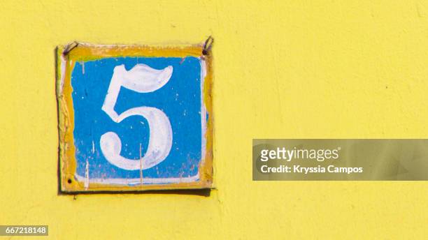 number 5 at streets of antigua, guatemala - the number 5 stock pictures, royalty-free photos & images