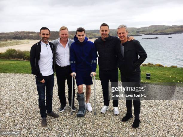 Matt Connery,Everton's Head of Medical Services ,Everton Manager Ronald Koeman with Phil Jagielka and Jan Kluitenberg,Everton's First Team fitness...