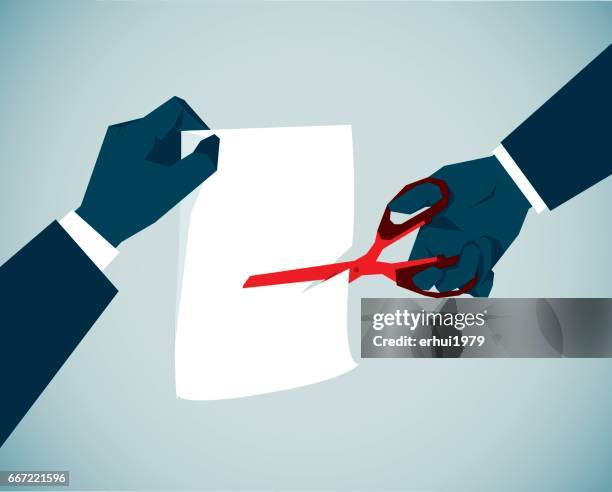 agreement - scissors cutting paper stock illustrations