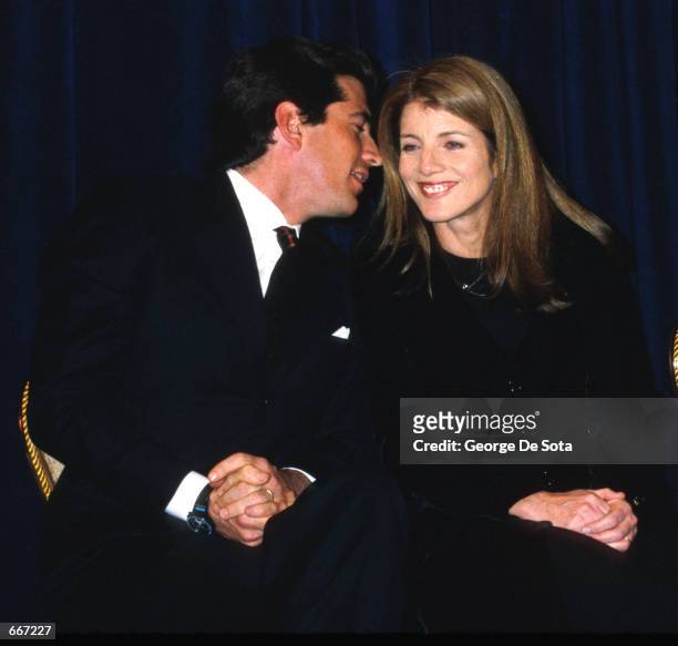 John F. Kennedy, Jr., and Caroline Kennedy Schlossberg announce a scholarship to benefit The Jackie Robinson Foundation Scholarship Fund, March 8,...