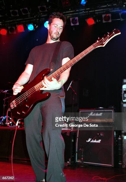 Actor Keanu Reeves performs July 7, 2000 with his band "Dogstar" at Irving Plaza in New York City.