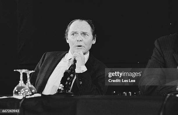 British diplomat Sir Geoffrey Jackson holds a press conference following his release by Tupamaros terrorists, 16th September 1971. He was kidnapped...