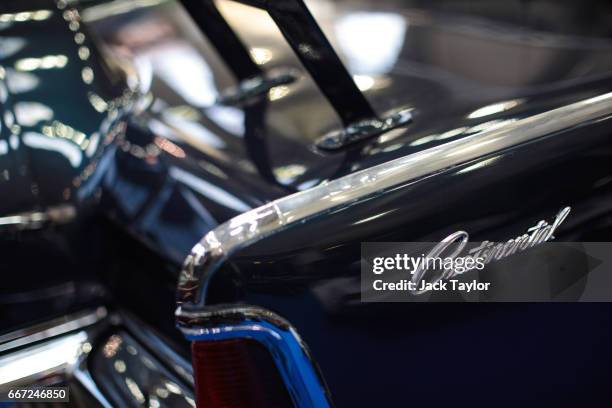 Detail on a 1963 Lincoln Continental Limousine Cabriolet Coachwork, a replica of JFK's presidential car, at the Royal Horticultural Halls on April...