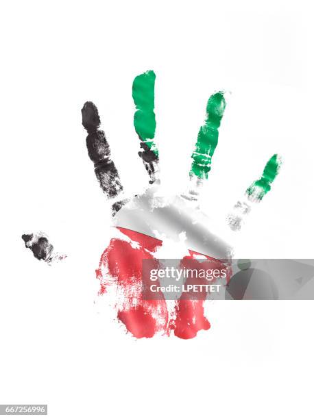 kuwait hand print flag - kuwaiti flag stock illustrations
