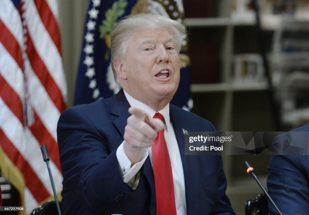 President Donald Trump Leads A Strategic And Policy CEO Discussion