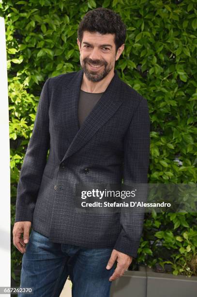 Actor Pierfrancesco Favino attends a photocall for 'Moglie E Marito' on April 11, 2017 in Milan, Italy.