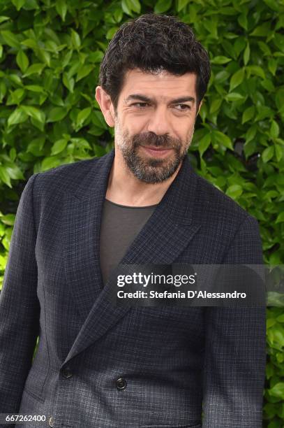 Actor Pierfrancesco Favino attends a photocall for 'Moglie E Marito' on April 11, 2017 in Milan, Italy.