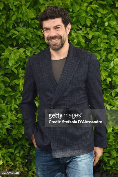 Actor Pierfrancesco Favino attends a photocall for 'Moglie E Marito' on April 11, 2017 in Milan, Italy.