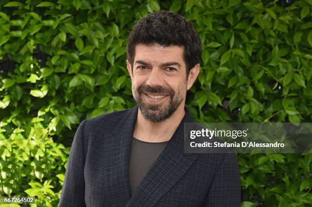 Actor Pierfrancesco Favino attends a photocall for 'Moglie E Marito' on April 11, 2017 in Milan, Italy.