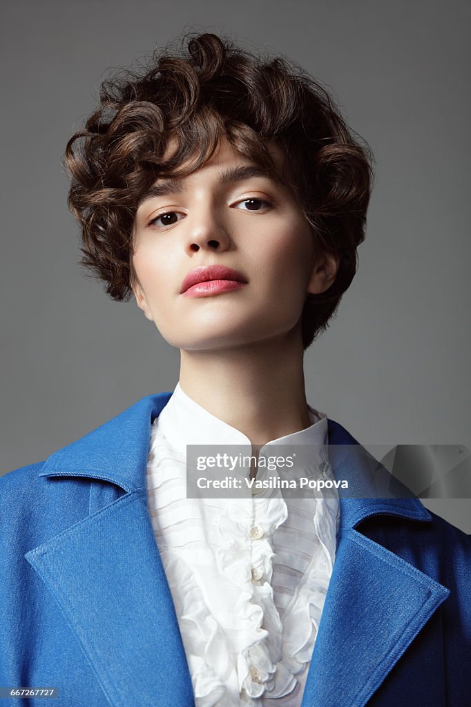 Beautiful woman with curls