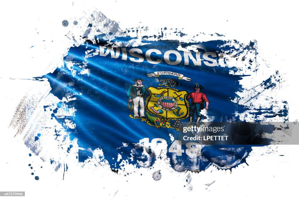Wisconsin Ink Grunge Flag